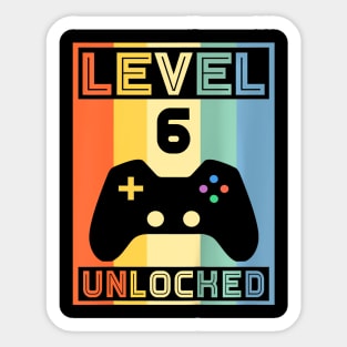 Kids Level 6 Unlocked Video Gamer 5th Birthday Gaming Sticker